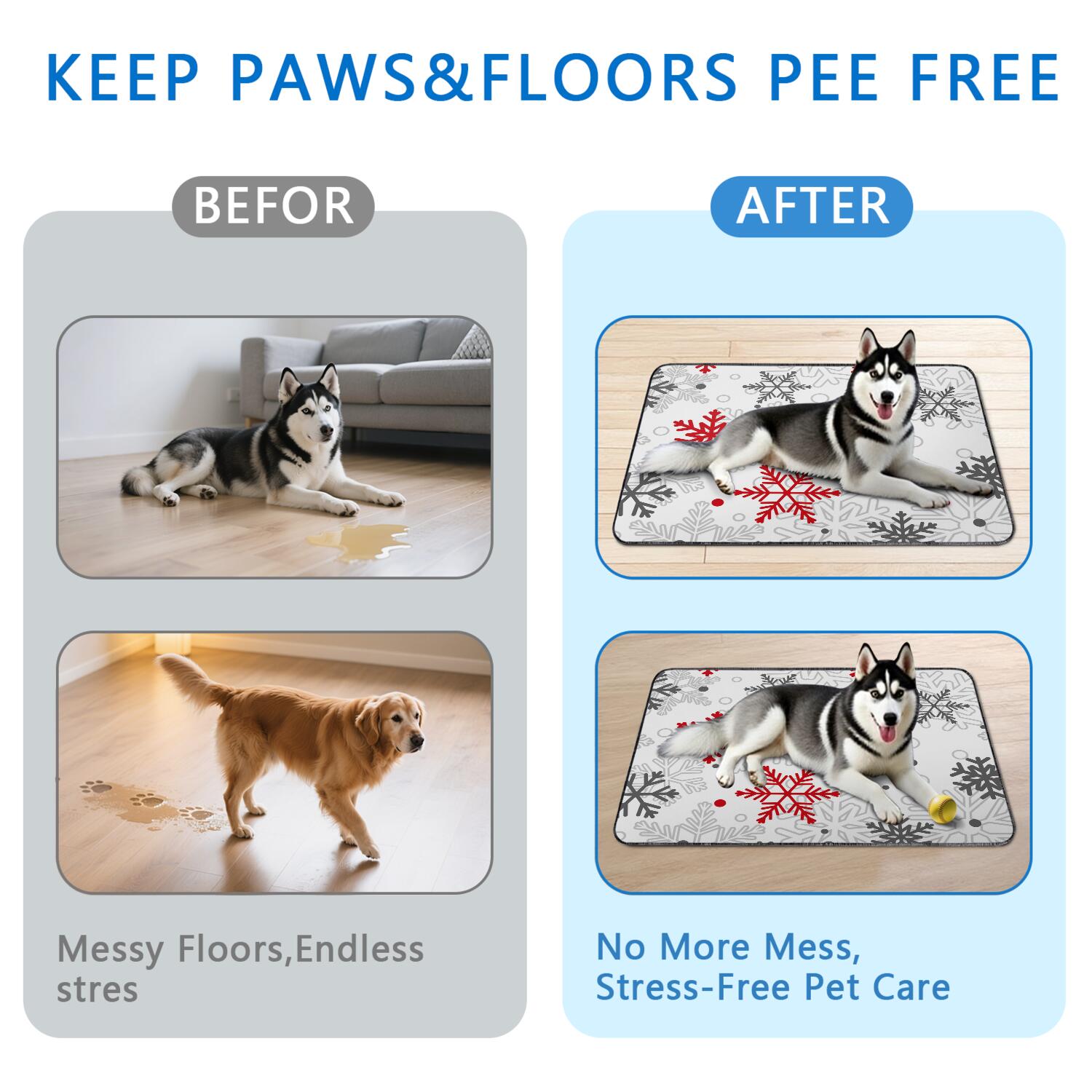 Festive 35" x 41" Reusable Puppy Pads 2-Pack, Christmas Themed Washable Dog Potty Training Mats, Highly Absorbent Pet Mat for Crate Bottoms and Living Areas