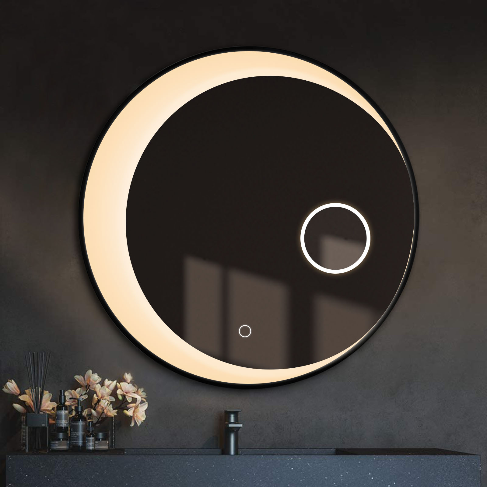 24 in x 24" Black Contemporary Wall Mirror