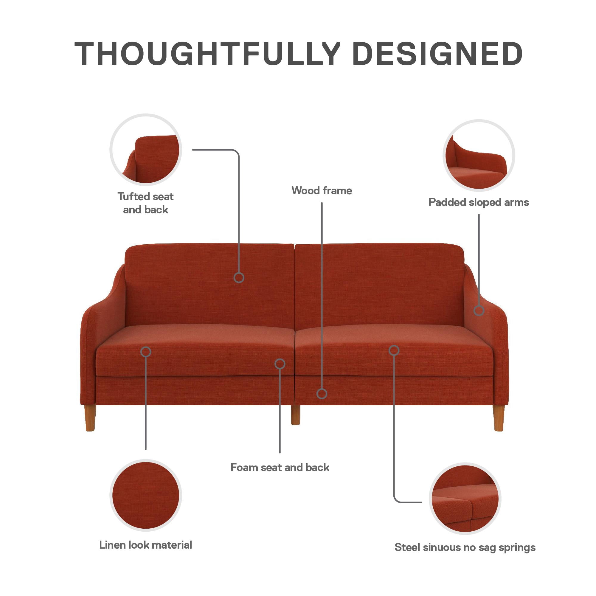DHP Jasper Coil Futon, Burnt Orange Linen