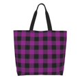 thumbnail image 1 of Fotbe Purple Black Plaid Bolsa Tote Estética de Lona con Estampado para Mujer - Bolsa Reutilizable de Hombro Casual para Vacaciones, Compras, Trabajo y Gimnasio, 1 of 8