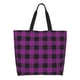 thumbnail image 1 of Disketp Purple Black Plaid Bolsa Tote Estampada para Mujer, Bolso de Hombro y de Mano para Compras y Viajes, 1 of 8