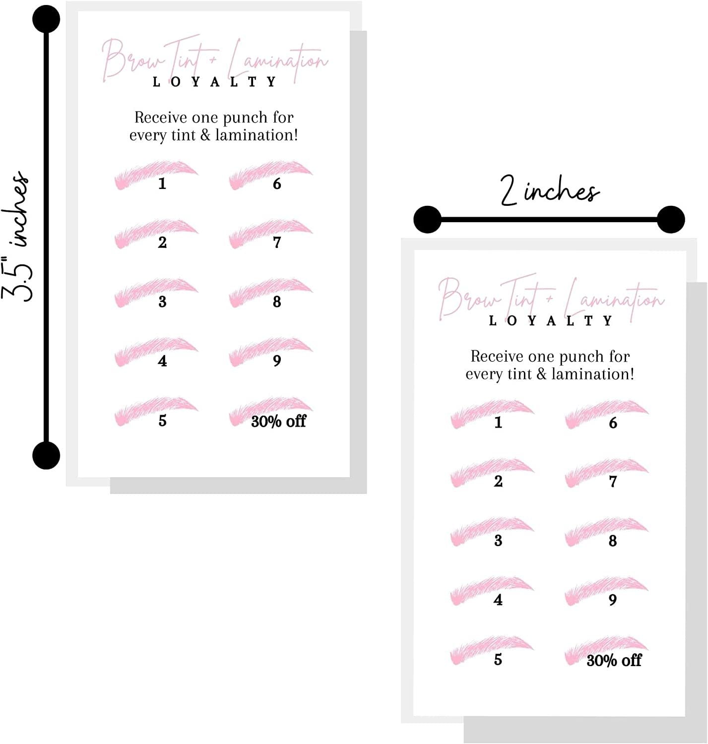 Brow Tint & Lamination Aftercare Loyalty Punch Cards - 50 Pack, 2x3.5 Inch Matte Cards For Eyebrow Artists