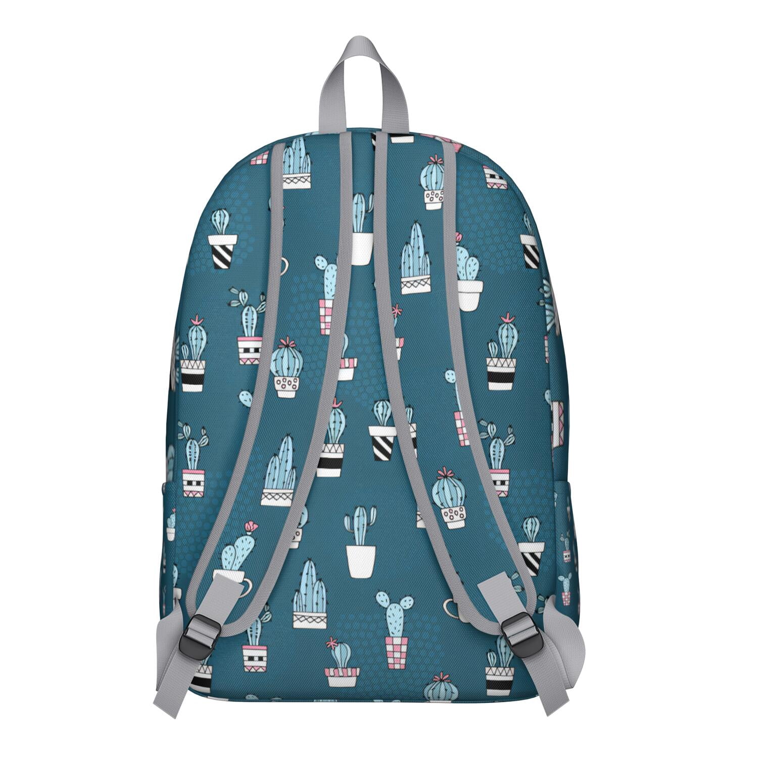 Cute Kawaii Cactus Backpack, Lightweight School Bag with Boho Southwestern Succulent Watercolor Design