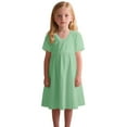 thumbnail image 2 of Gamivast Girls Dress Short Sleeve V Neck T Shirts Cute Casual Dress Summer Fashion Sun Dresses Vacation Casual Beach Dress Green of the Day Refunds on My Account from an Online Order, 2 of 8