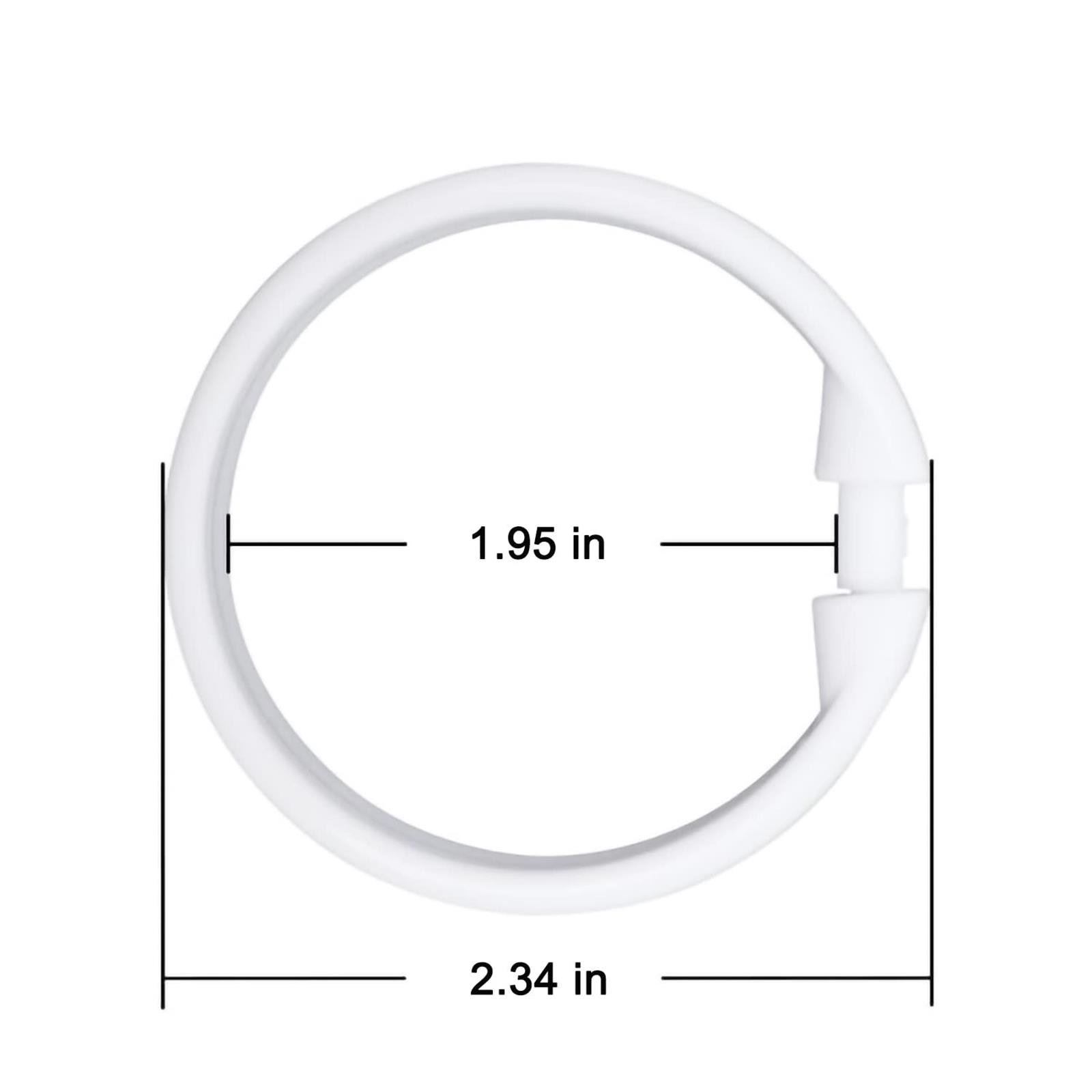 Lot De 24 Anneaux De Rideau De Douche En Plastique Blanc - 60 X 42 Mm, Antirouille