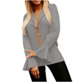 thumbnail image 2 of YueHuiYing Women's Lightweight Open-Front Suit Jacket - Long Sleeve Draped Blazer for Office and Smart Casual Wear, 2 of 7