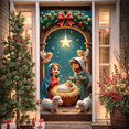 thumbnail image 3 of Decorative Design Nativity Scene Banner Nativity Display Religious Christmas Backdrop Polyester Material for Holiday Celebration Indoor Decoration Religious Events, 3 of 9