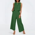 thumbnail image 2 of HXWCHs Women's Linen Two Piece Set Featuring A Button Front Sleeveless Crop top and Flowy Wide Leg Trousers for A Summer Outfit Green XL, 2 of 7