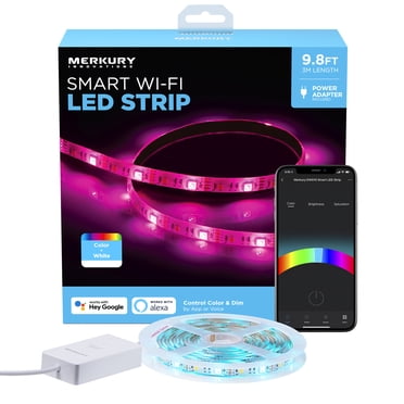 Merkury Innovations Smart RGBW Strip Lights, 10ft, Trimmable