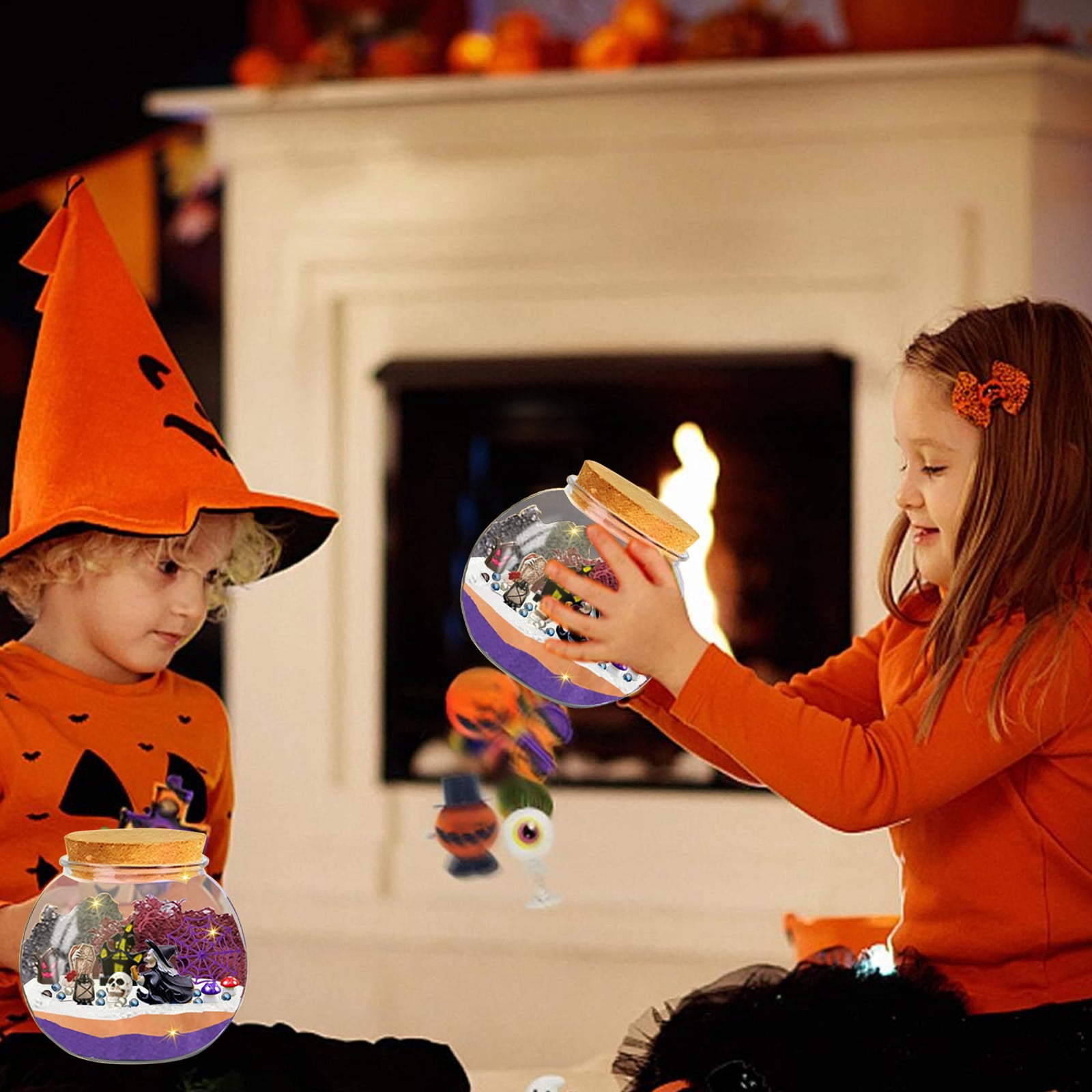 Halloween Light-Up Terrarium Kit for Kids - LED Night Light Birthday Gift for 4 5 6 7 8-12 Year Old - Halloween Toys DIY Arts and Crafts Kit for Kids - Best Presents