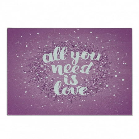 

Love Cutting Board Valentines Day Concept Abstract Floral Wreath Brush Font Paint Splashes Grunge Look Decorative Tempered Glass Cutting and Serving Board Small Size Fuchsia White by Ambesonne