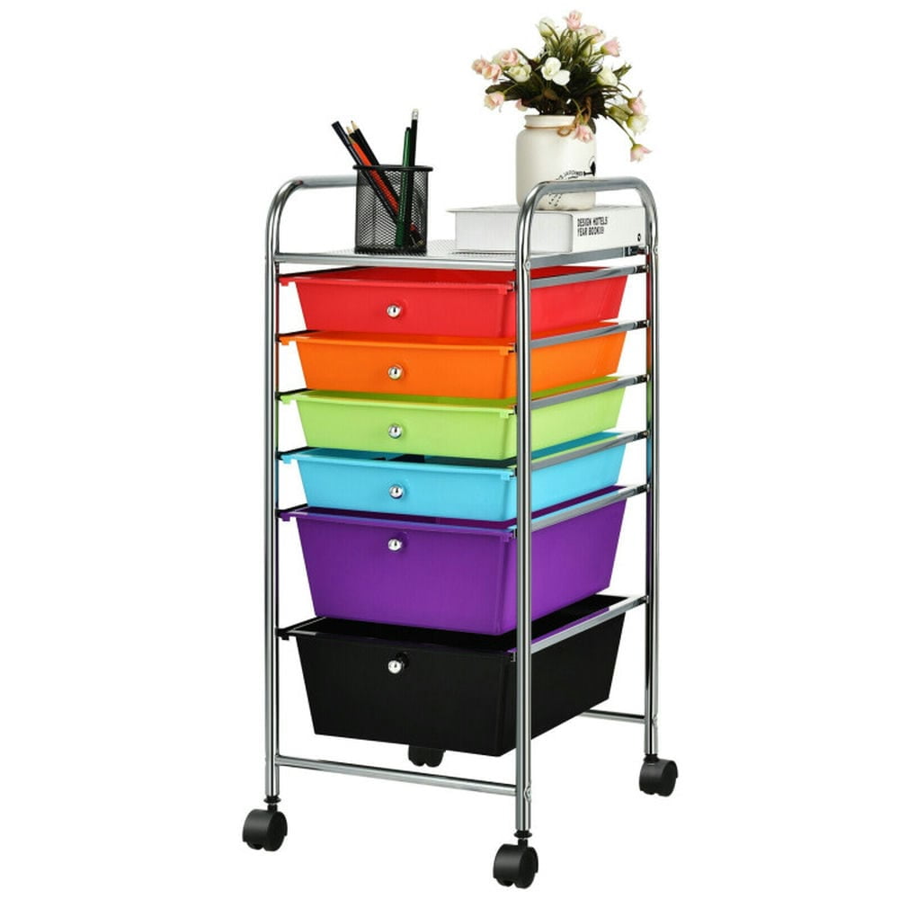 Spaco 6 Drawers Rolling Storage Cart Organizer-Multicolor, Craft Organizers and Storage, Multipurpose Organizer Cart for Home, Office, School