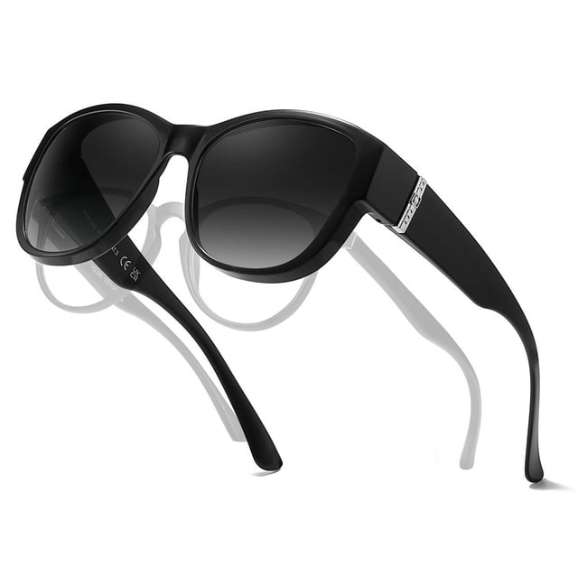 Gafas de Sol Polarizadas UV400 Tjutr para Usar Sobre Gafas A3 Negro/Gris