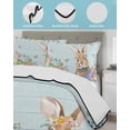 thumbnail image 3 of Twin Quilt Bedding Set, Easter Bunny Reversible Summer Quilt 3 Pieces, Colorful Easter Eggs Eucalyptus Teal Wooden Lightweight Bedspreads Coverlets with 2 Pillow Shams for All Seasons, 3 of 5