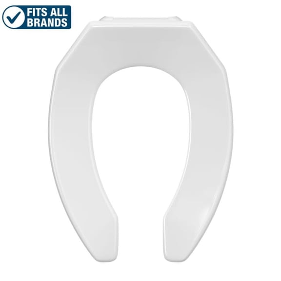 Elongated Open Front Commercial Toilet Seat without Cover in White