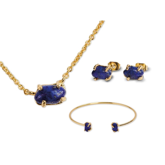 Juego de Joyería LuckyLy Ivy Azul Collar Aretes Brazalete Oro 18k UNITALLA