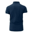 thumbnail image 4 of ZCFZJW Men's 1/4 Ziper Muscle T-Shirts Casual Ruched Pleated Short Sleeve Bodybuilding Gym Tee Shirts Athletic Slim Fit Workout Tops Navy XL, 4 of 4