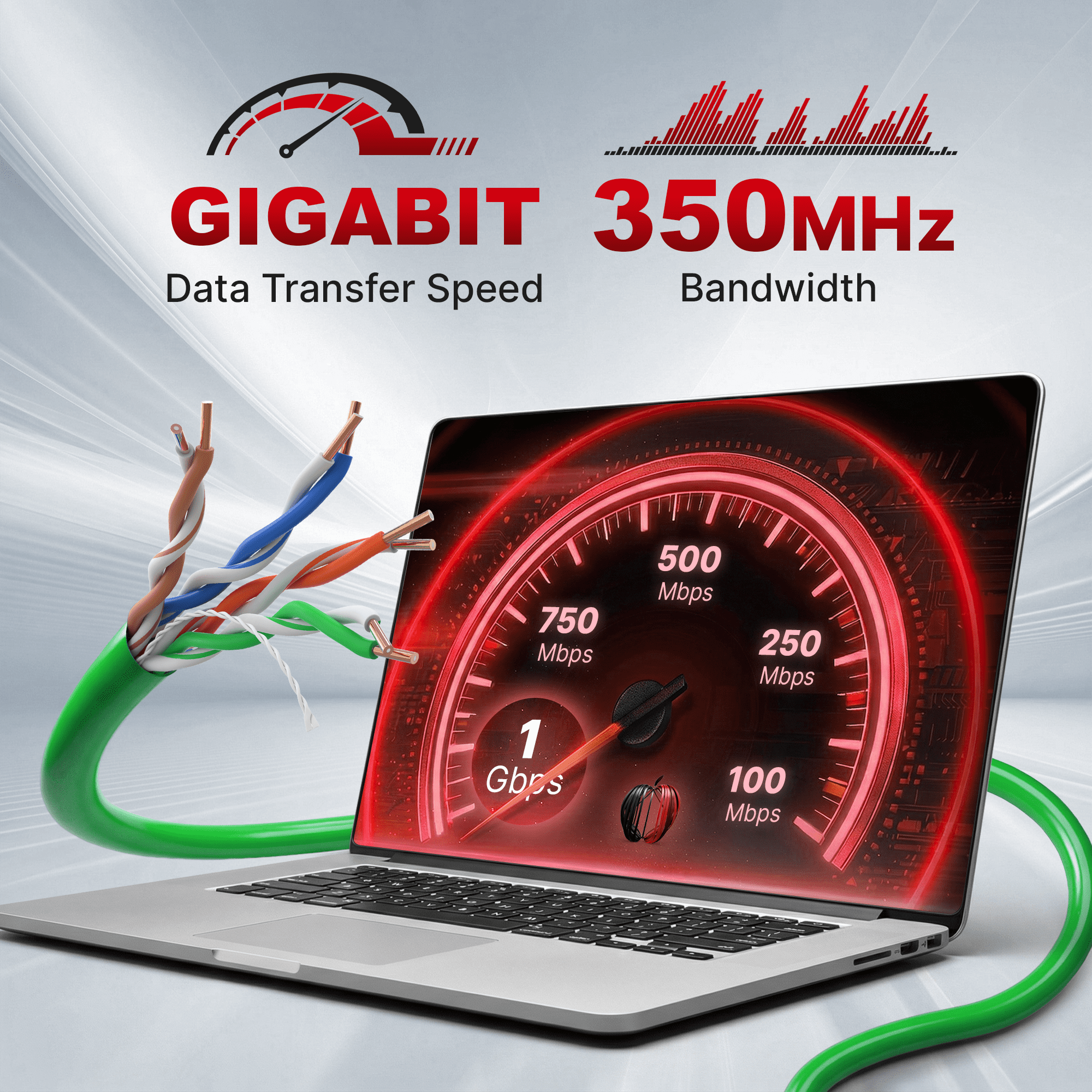 Big-A - 1000ft Cat5e Plenum Ethernet Cable, Green, 350MHz, 24AWG UTP, CMP Rated, Solid Network LAN Cord, Compatible with Printer, Gaming Consoles, Router, VoIP Phones, POE IP Cameras