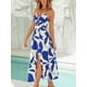 thumbnail image 2 of Vestido largo CUPSHE para mujer, verano, sin mangas, playa, casual, abertura lateral, tirantes finos, vacaciones, graduación, vestido midi azul medianoche, M, 2 of 4