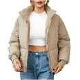 thumbnail image 2 of Dwaogom Fashion Woman Long Sleeve Solid Winter Jacket Outerwear Zipper Blouse Coat Tops Sweater Coat Fall Jackets Button Down Long Sleeve Shirt Jacket, 2 of 3