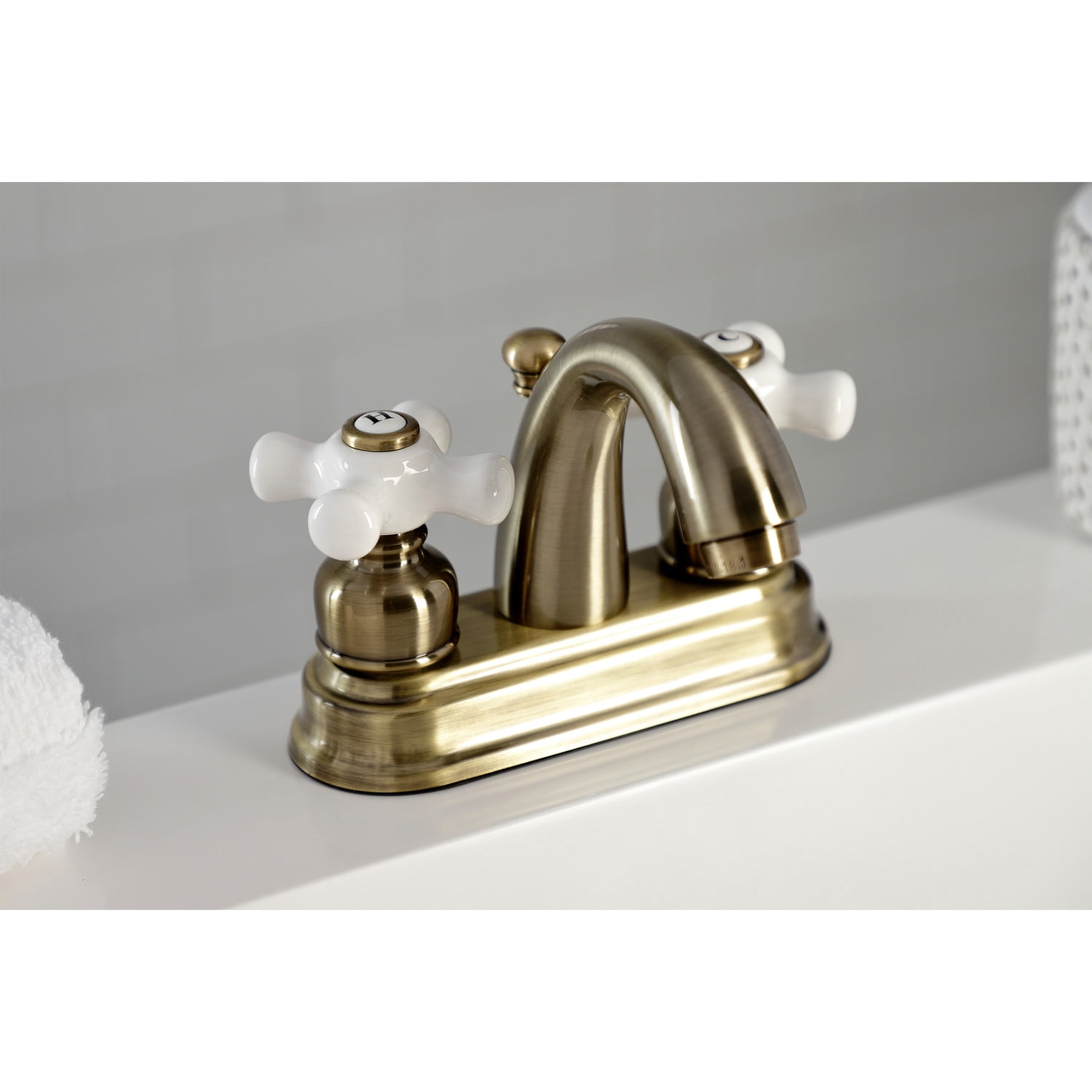 Kingston Brass KB5613PX Restoration 4 in. Centerset Bathroom Faucet, Antique Brass