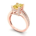 thumbnail image 2 of 2.45 ct Emerald Cut Simulated Yellow Diamond Solitaire with Simulated Diamond Accents 14K Rose Gold Womens Engagement Ring, 2 of 5