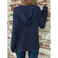 thumbnail image 5 of TEMOFON Hoodies for Women Long Sleeve Waffle Pullover Sweatshirts Casual V Neck Comfy Hoody Fall Ladies Trendy Blue Button Tops XXL, 5 of 5