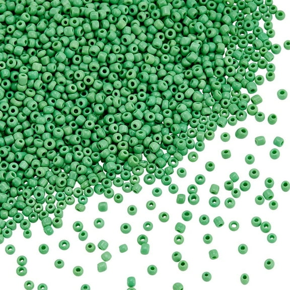 PH 2000 Pcs 3mm 8/0 Glass Seed Beads Round Lined Waist Beads Colorful Tiny Spacer Czech Beads for Earring Bracelet Necklace Jewelry Making Green for DIY