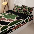 thumbnail image 3 of Manfei Woodland Wolves Zipper Twin Comforter Sets with Fitted Sheet and 2 Pillowcases,Cartoon Bear Zipper Bedding Set,Red Green,Black Reversible,4pcs, 3 of 8