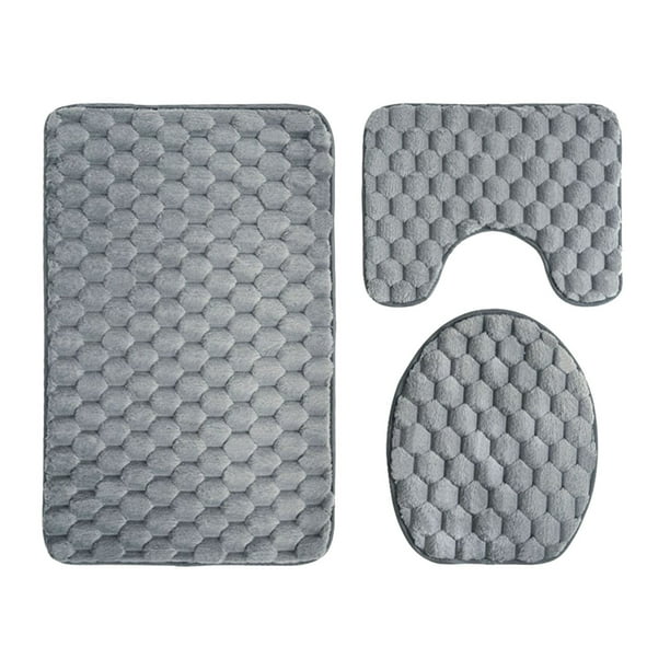 Yhmxh Decoración del baño Juego de 3 alfombrillas de baño de espuma, suaves, cómodas, con absorción de agua, antideslizantes, gruesas, lavables a máquina y de secado rápido.