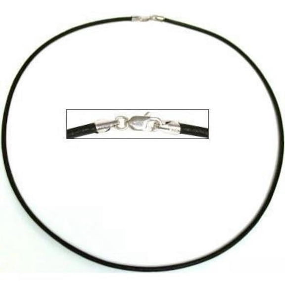 Leather Cord Necklace Black 18"