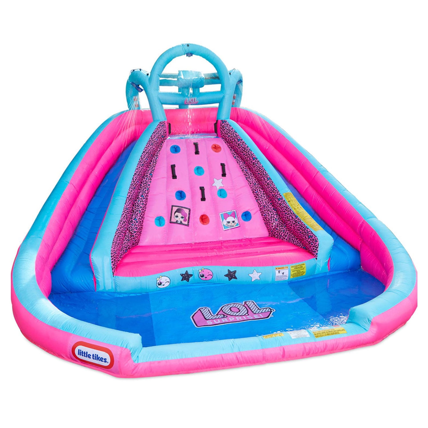 LOL Surprise Pink River Race Inflatable Water Park, 2 Slides, Climbing Wall & Blower, Outdoor Toy, Ages 4 and up