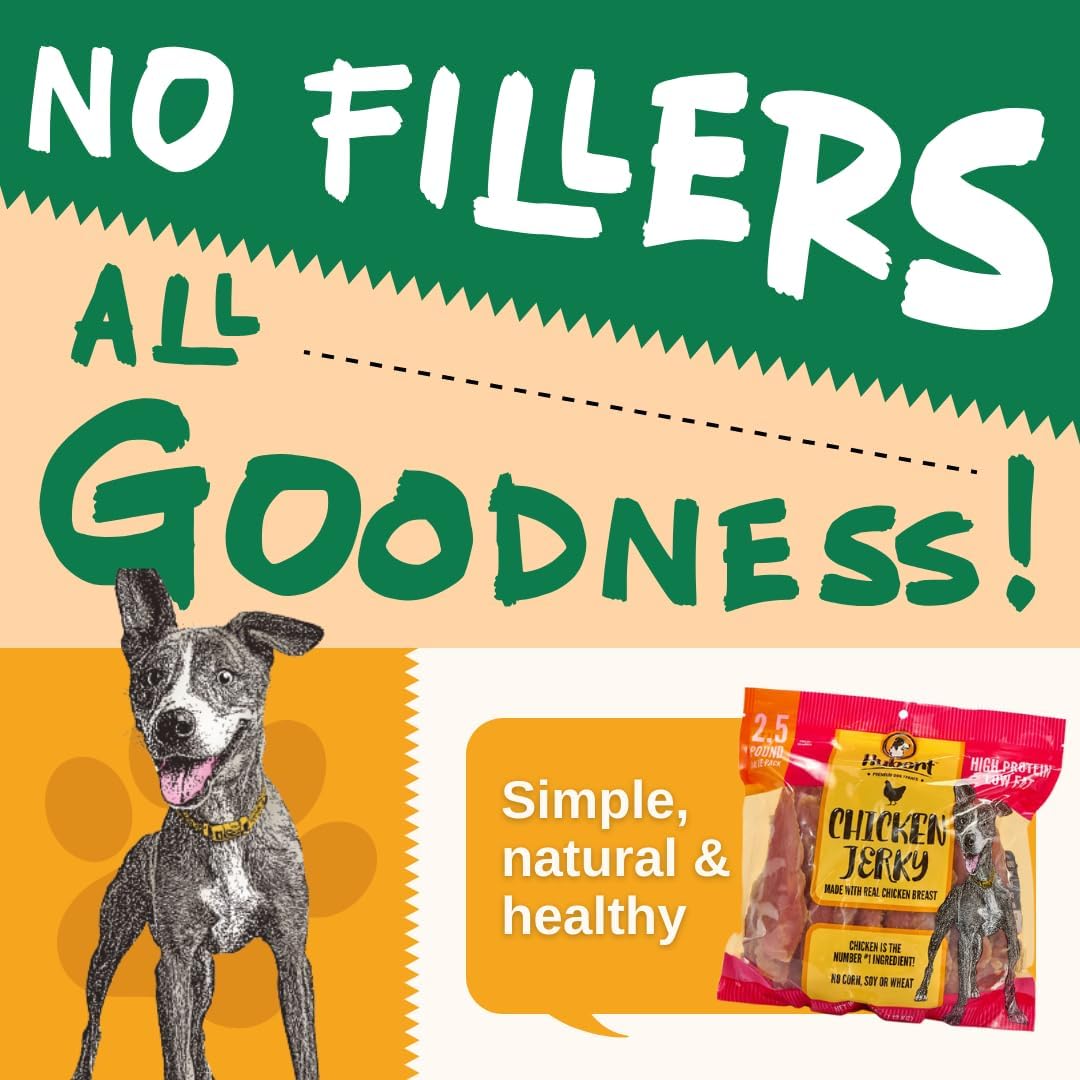 Hubert Pet Gourmet All Natural Chicken Jerky Treats for Dogs - 2.5 lbs Resealable Pack