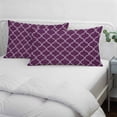thumbnail image 3 of Dark Purple Moroccan Pillow Covers, Linen Long Throw Pillow Case, Country Abstract Quatrefoil Lattice Holiday Pillow Protector Decorative Cushion Cover for Living Room/Bedroom 24" x 36", 3 of 8