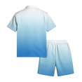 thumbnail image 4 of Hearthz Mens 2 Pieces Outfits Casual Gradient Print Short Sleeve Button Down Shirt and Shorts Set Summer Casual Tracksuit with Pockets, 4 of 6