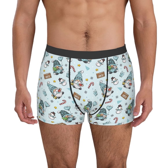 Daiia Winter Wonderland Light Blue Pattern Men's Underwear Boxer Briefs, Cotton Stretch Moisture-Wicking Underwear-Medium