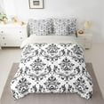thumbnail image 2 of Homewish Vintage Western Damask Bedding Comforter Set 7pcs for Adult, White Black Flower Print King Bedding Sets, Boho Mandala Reversible Bed Sheets, Luxury Bedroom Decor, 2 of 7