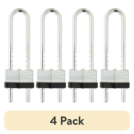 (4 pack) Hyper Tough 44mm Laminated Steel Padlock with Adjustable Shackle