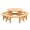 Natural wood color, variant on 8 Person Wooden Picnic Table, Outdoor Round Camping Dining Table with Built-in Benches & Umbrella Hole, Outside Table Set for Garden Backyard, Brown