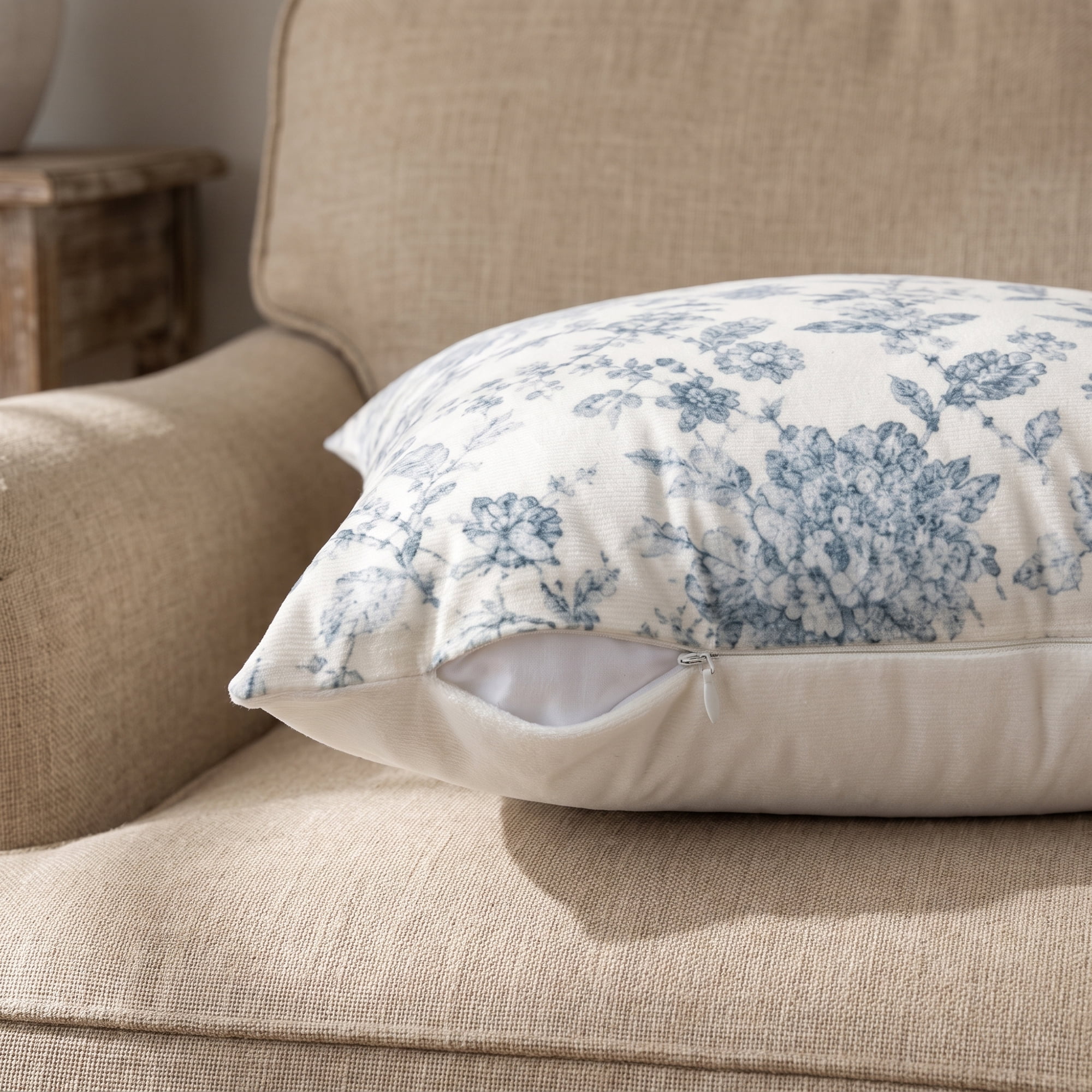 Unique Bargains Set of 2 Botanical Floral Printed Throw Pillow Covers Grey Floral 18"x18"