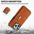 thumbnail image 6 of SaniMore for iPhone 15 Pro Max 6.7" 2023 Back Case with Zipper Card Pokcet Flip Wallet/Kickstand Shock Absorption Anti-fall Retro PU Leather Wear-resistant Shell for iPhone 15 Pro Max, Brown, 6 of 7