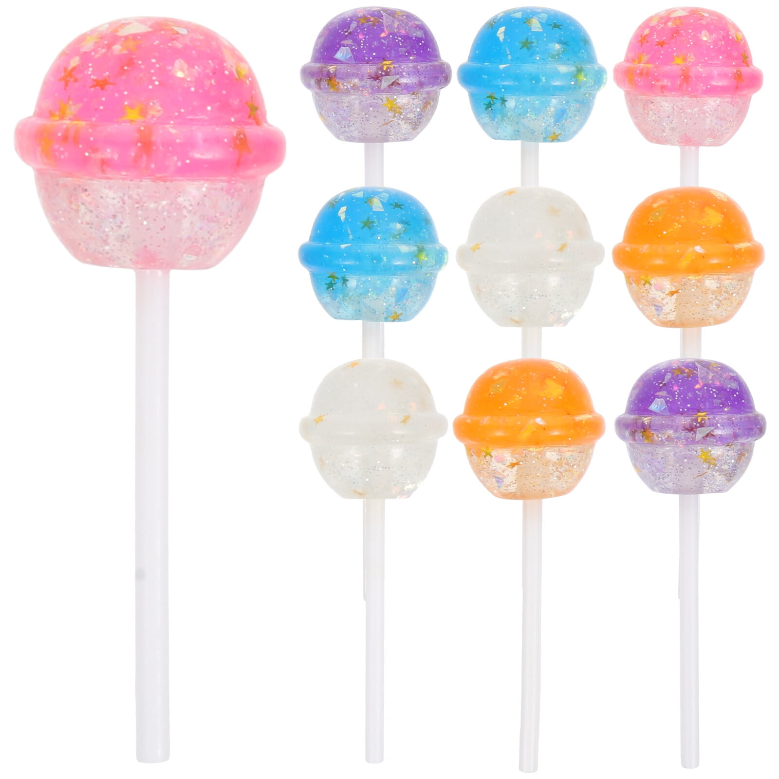 Candy cane lollipops 10pcs Lollipop Prop Resin Candy Ornament Glitter