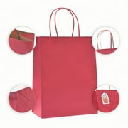 12 Pack Red Gift Bags (Cub 10.5x8x4.25 In): Medium Kraft Paper Bags with Handle. Red Paper Gift Bags for holidays