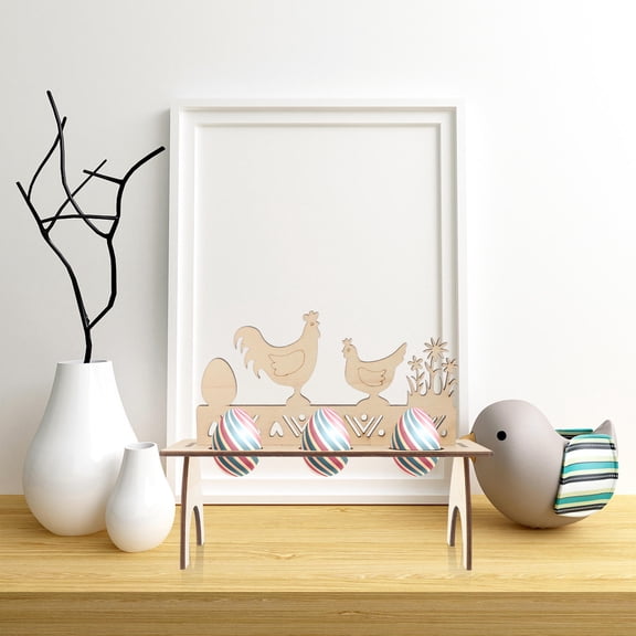 ROMANSENTIAL DIY Easter Egg Shelf Wood Craft cate Hollow Engraving 1Pc