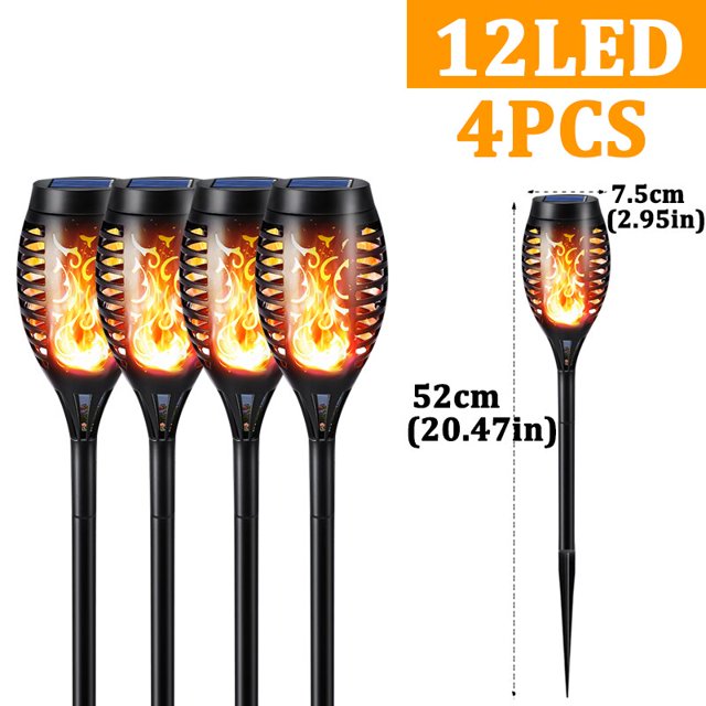 96 luces LED solares para exteriores, lámpara de llama parpadeante, impermeable, para jardín, Patio