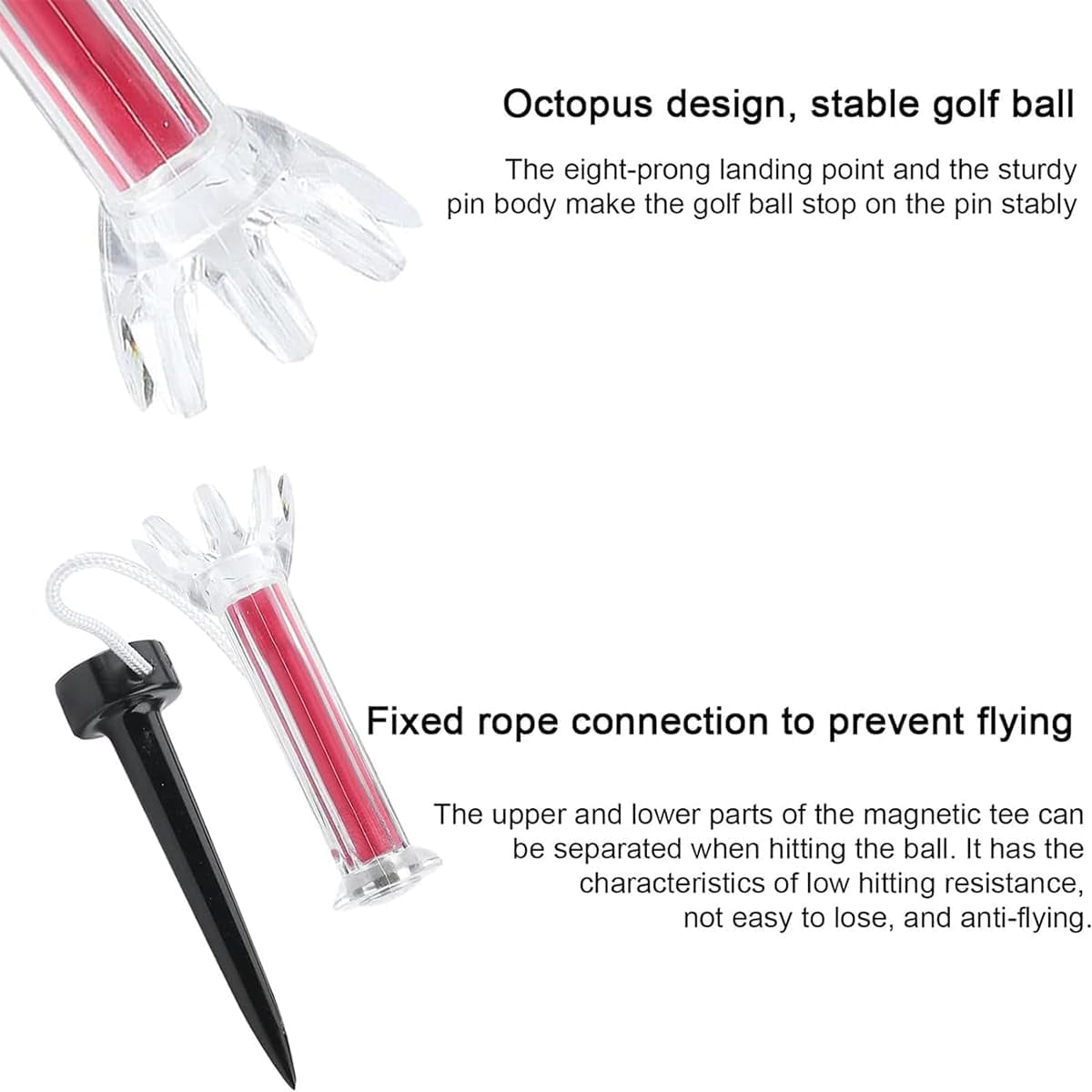 Golf Tee with Magnetic Plastic 360 Degree Bounce, 360°Magnetic Golf Tee Holder with Bounce, Multi Color Flexible Magnetic Plastic Golf Tee for Training Practice Tool Accessory