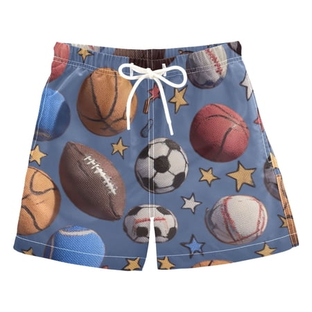 Ttyddzy (3-14 years) One-Piece Boys Swim Board Shorts with Lining for Beach and Home Use Basketball Pattern M