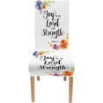 thumbnail image 5 of Floral Quote Dining Room Chair Slipcovers 4 Pack Joy of The Lord is My Strength Scripture Typography Stretch Spandex Kitchen Chair Slipcovers Removable Washable Geometric Parsons Chair Cover, 5 of 5