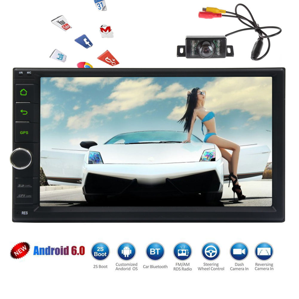 Universal Car Dash Radio Player 7'' Touch Screen GPS Navigation Android 6.0 WiFi 