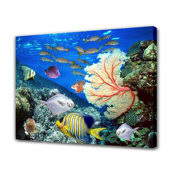 Underwater World Coral Reef Canvas Poster Bedroom Decor Sports Landscape Office Room Decor Gift,Frame-style,24x36inch(60x90cm)